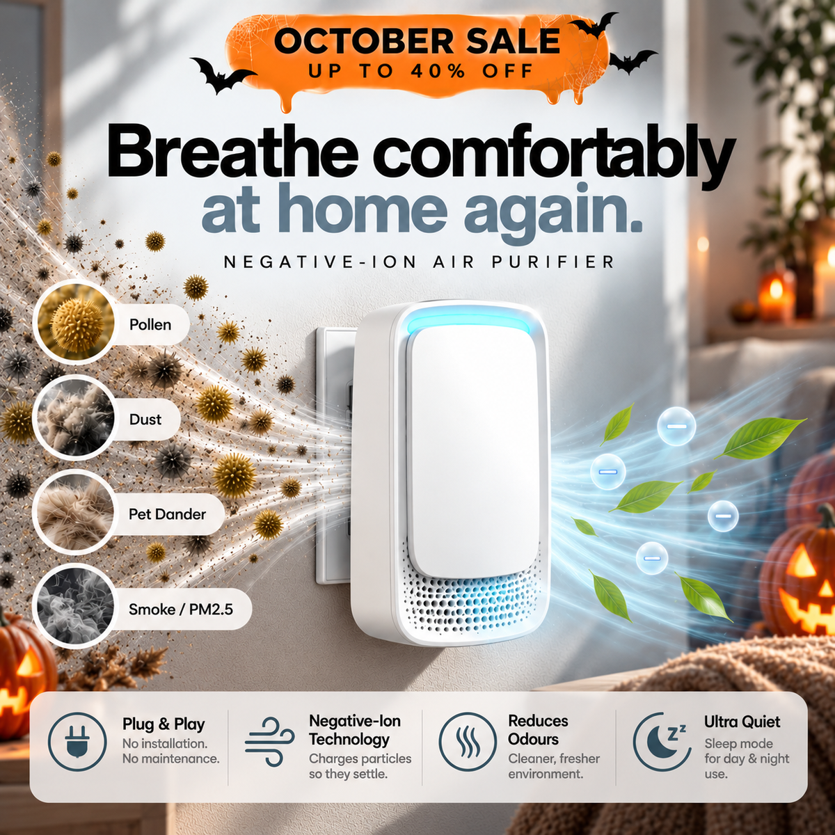 Air Purifier with Negative Ionizer